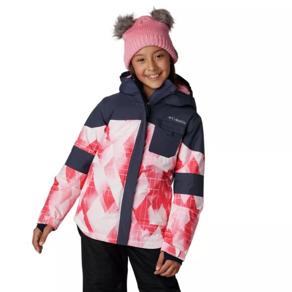 Columbia Girl's Pink Navy Mighty Mogul II Insulated Winter Snow Jacket Size M